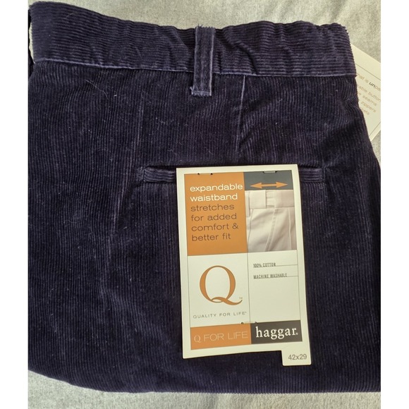 Haggar Corduroy Pants Men's 42x29 Blue Retro 2006 Flex Waist Comfort Preppy NEW - Picture 1 of 13